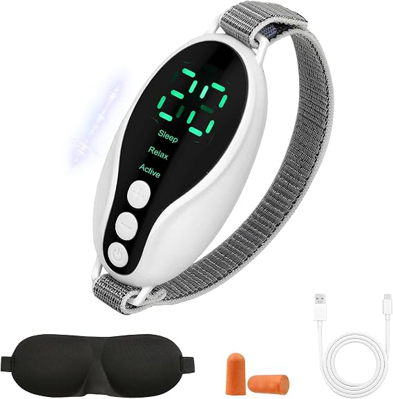Calm Carry Handheld Sleep Aid Device for Adults with Earplugs and Eye Mask, Calming Relaxation Tool, Sleep Devices for Relieving Anxiety & Improving Deep Sleep, 3 Modes and 20 Gears