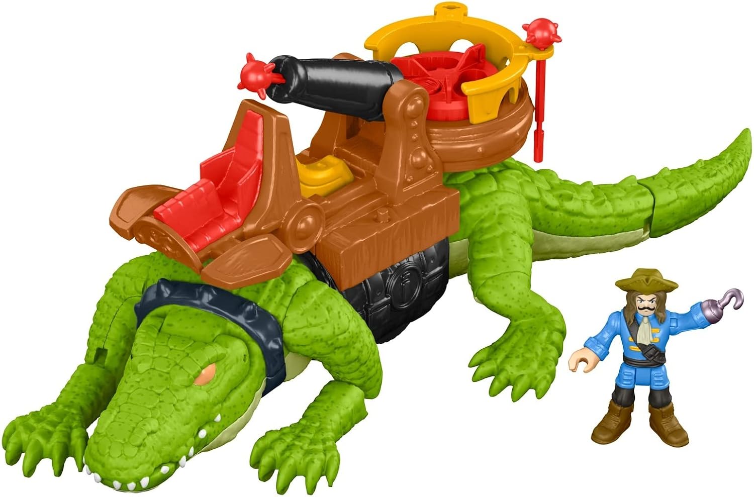 Fisher-Price Imaginext Preschool Toys Walking Croc & Pirate Hook 5-Piece Playset with Launcher for Pretend Play Ages 3 Years