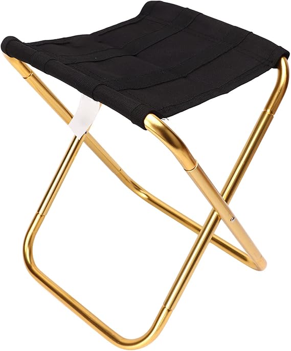 Camping Stool, Folding Stool Outdoor Aluminum Alloy Fishing Chair Foldable Seat Portable Lightweight Black for Camping Fishing Barbecue and Travel Use