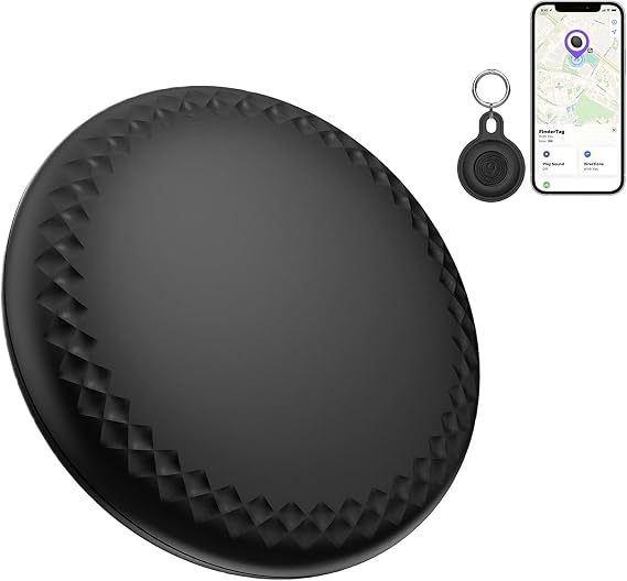 FinderTag Tracker, Luggage Tags Compatible with FindMy, Alternative with Keychain, One Year Life Replaceable Battery, Item Finder Secure Tracking for Key, Wallet, Bag, Pet (Black)