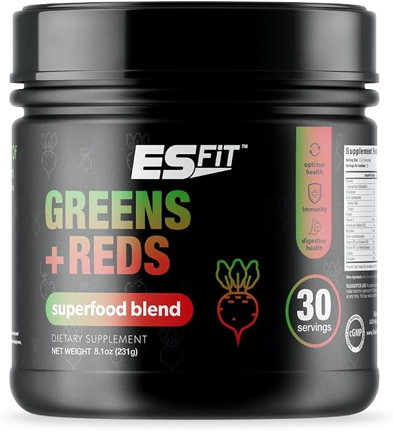Super Greens Powder - Smoothie & Juice Mix - Red and Green Superfoods Powder Full of Antioxidants, B Vitamins, Organic Ingredients and Digestive Enzymes