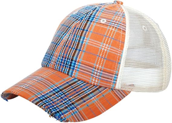 G Men's Low Profile Plaid Mesh Trucker Cap