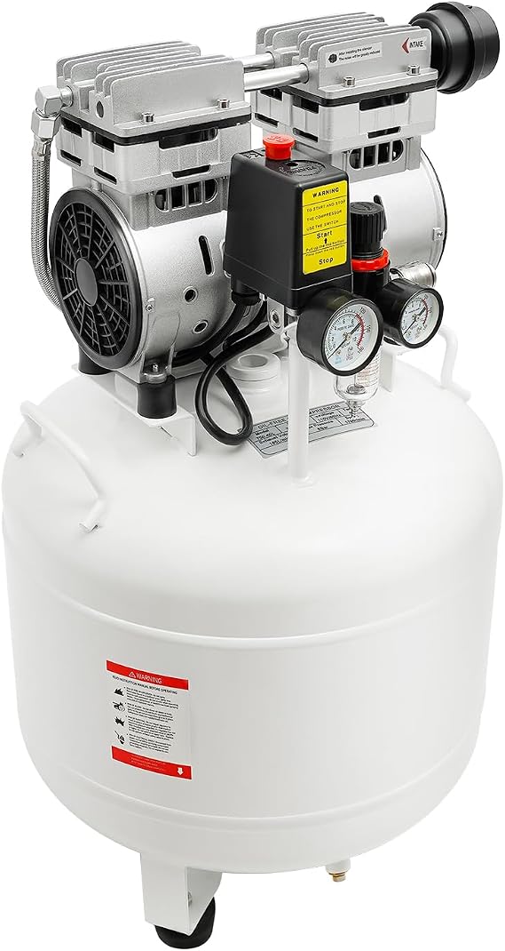 40L Portable Dental Medical Air Compressor, 110V 750W Oil Free Lubricated Air Pump 115PSI Removable Silent Air Compressor with Muffler for Medical Equipment, Experiments, Dentistry