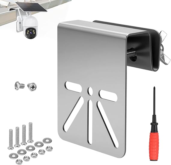 Stainless Steel Gutter Holder for Eufy Security SoloCam S340, Gutter Bracket, Solar Security Camera Mount, Anti-Rust Screws, No Drilling Installation