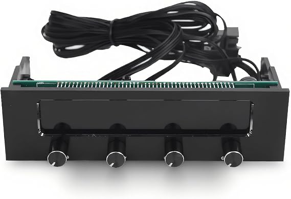 5.25 Inch Fan Speed Controller, Computer Fan Controller Front Panel, Fan Controller for Computer CPU Multifunctional 4-Channel Front Panel LCD Display