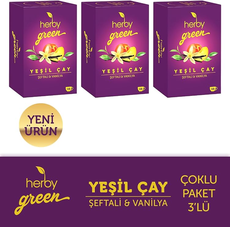 Herby Yeşil Çay Şeftali ve Vanilya 3'lü paket
