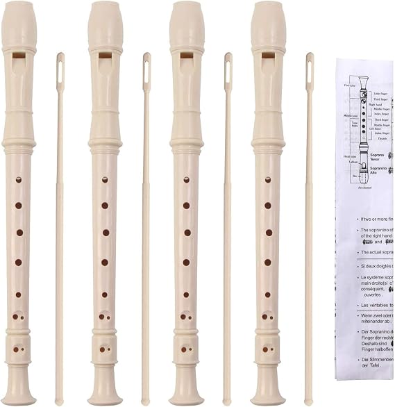 SANNIX 4 Pack Recorder Instrument, 8 Hole German Style Soprano Recorder