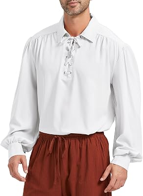Pirate Shirt Men Renaissance Faire Costume Medieval Victorian Shirt Vampire Gothic Steampunk Costume Halloween Cosplay Tops