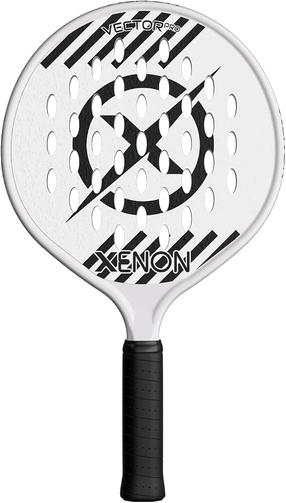 Vector Pro Spin Max Version 2 Platform Tennis Paddle by Xenon Paddle, Oversize Head, Even Balance Point, Medium Firmness Foam Core, Power and Control, 4.25 Grip, White