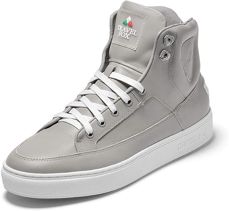 TRAVEL FOX Men's Jay Nappa Leather Round Toe Lace-Up High-Top Sneakers
