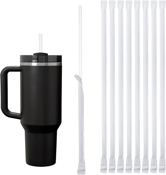 100PCS Disposable Straws for 40 OZ Tumbler, Extra Long Straws Disposable for Stanley Cup 30 Oz 40 Oz Tumbler, Straws Individually Wrapped