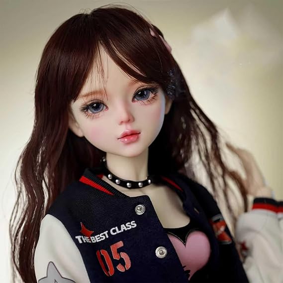 Handmade BJD Doll 1/3 Scale 56cm Ball Mechanical Jointed Doll with Full Set of Clothes, Dual-Colour Eyes, Bag and Accessories