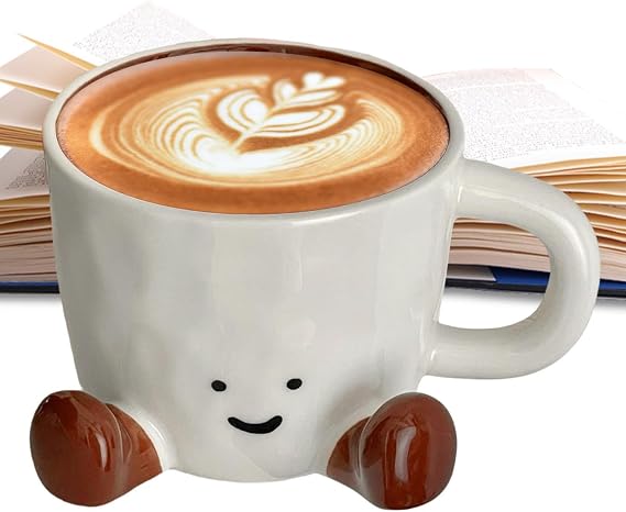 Novelty Tea Cup with Feet - Creative Planter Ceramic Hand Kneaded Cute Coffee Mug | Creative Handcrafted Coffee Mug | Durablle Thermal Cofee Cup for Enjoying Tea, Latte, Milk, Hot Cocoa (300-400ml)