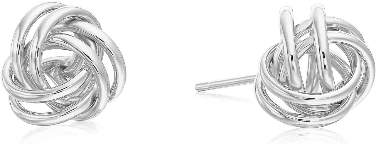 14K Gold Love Knot Stud Earrings, 9mm Diameter, Push-Back