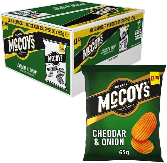 McCoy's Sharing Bag Crisps 65g - Pack Of 20 (Cheddar & Onion)