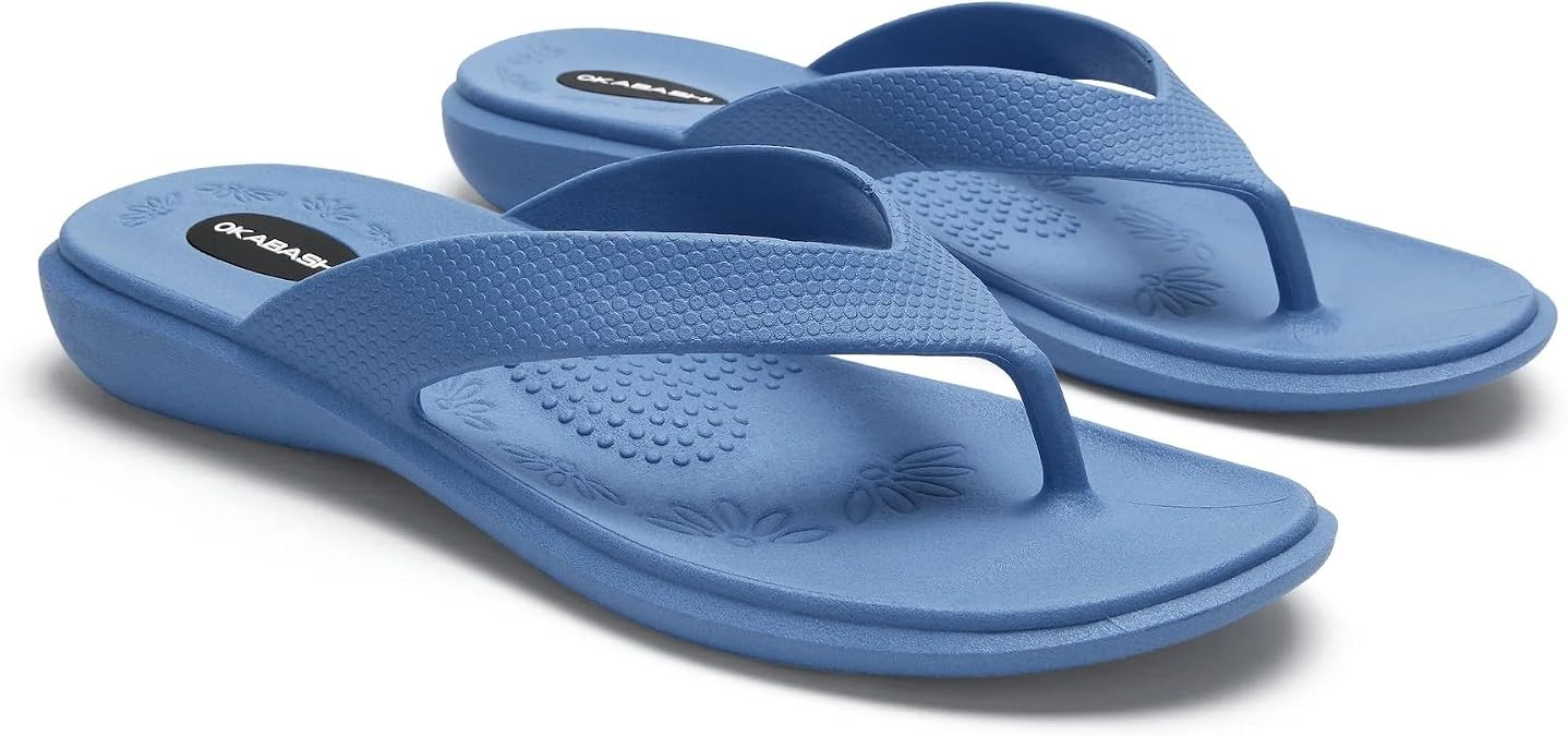 OKABASHI Womens Maui Flip Flops | Arch Support Sandals with Massage Footbed, Made in USA, Waterproof Thong Sandal for Beach, Pool & Travel, Sizes 510.5