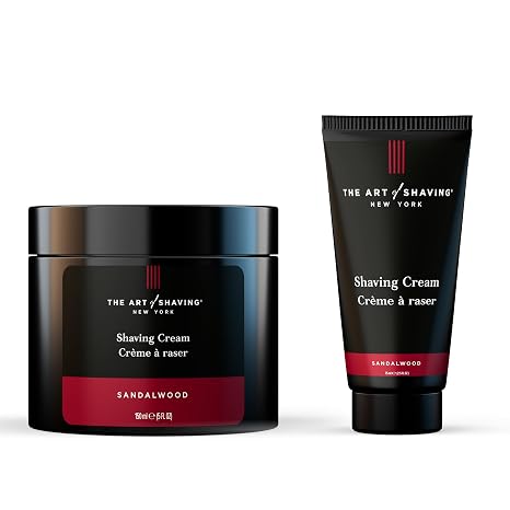 The Art of Shaving Sandalwood Shaving Cream for Men Protects Against Irritation and Razor Burn Hydrates and Nourishes Dry Skin Clinically Tested for Sensitive Skin Classic 5 oz + 2.5 oz Travel