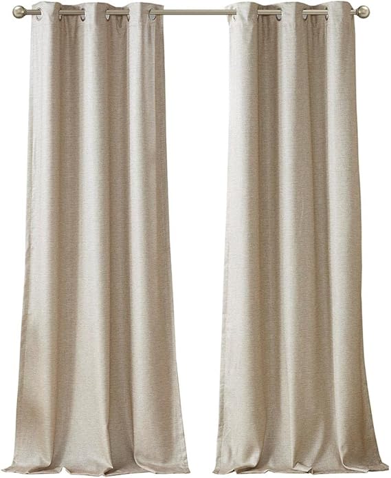 SunSmart Como Faux Silk Total Blackout Curtain, 2 Piece 42x95 Taupe