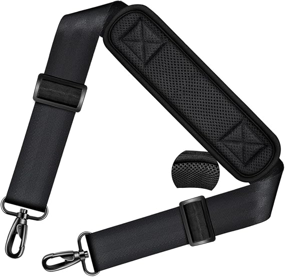 Shoulder Strap 78" Universal Bag Strap with Ultra-thick Fixed Padded and Dual Balanced Adjustable Buckles for Briefcase, Travel Bag, Laptop Bag, Crossbody bag - Black