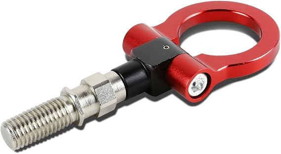DNA MOTORING Red Aluminum Front/Rear Japanese Car Trailer Tow Hook Ring Kit - M18 x 2.5, Compatible with 06-11 Honda Civic 10-14 Insight / 16-21 CX-3 13-24 CX-5, THK-JDM-RD
