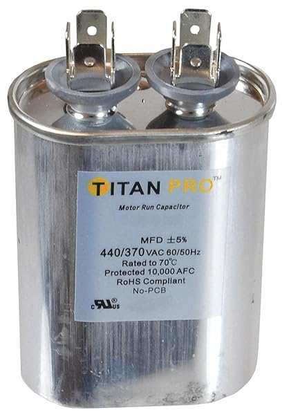 SPORTLIMIT Titan Pro Oval Motor Run Capacitor, 10 Microfarad Rating, 370-440VAC Voltage - TOCF10