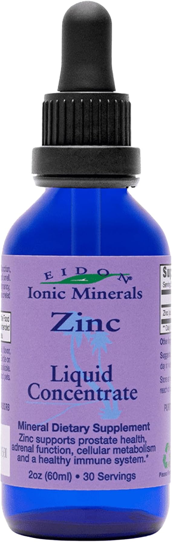 Eidon Ionic Minerals - Liquid Zinc Concentrate, Ionic Zinc Sulfate - 2 oz | Supplement Drops for Men, Women, Kids, Support Immune System, Hair and Skin, Liver and Kidney Health