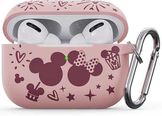 Engraved Silicone Case Compatible with AirPods Pro 2nd/1st Generation Case Cover, Two-Tone Cute Pattern Case with Keychain for AirPods Pro Case 2nd/1st Gen (2023/2022/2019) Women Girls, Pinks Winer