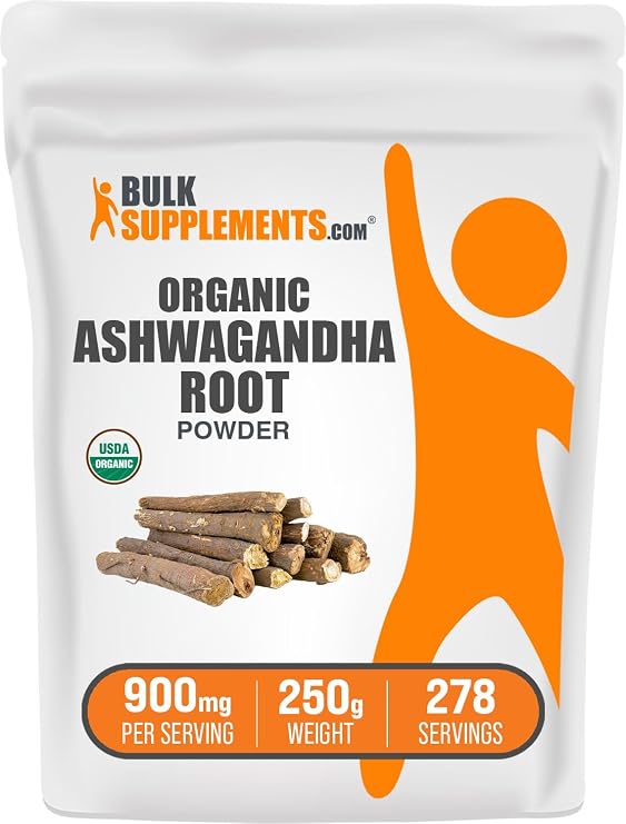 Organic Ashwagandha Powder - Organic Ashwagandha Supplements, Sourced from Ashwagandha Root - Gluten Free, 900mg per Serving, 250g (8.8 oz) (Pack of 1)
