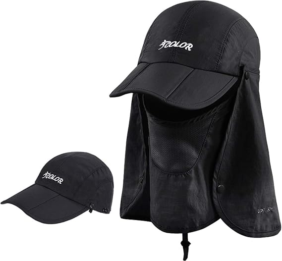 icolor Sun Hat for Men Women Neck Flap Ponytail Hats,UPF50+ Foldable Sun Cap Sun Protection Hat Summer Outdoor Fishing Hat
