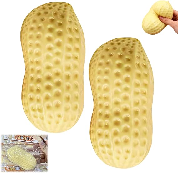 Peanut Squishies Toys,Peanut Squishies Slow Rising Stress Relief Toy(2 PCS) | Peanut Squishh-y Squeez-e to-y,Relaxing Fidget Stress Ball, Party Gifts Desktop Ornament