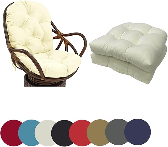 Waterproof U Shaped Patio Chair Cushions 19”X19” Outdoor Indoor Chair Cushions Set of 2 Furniture Replacement Cushions for Patio Garden(White)
