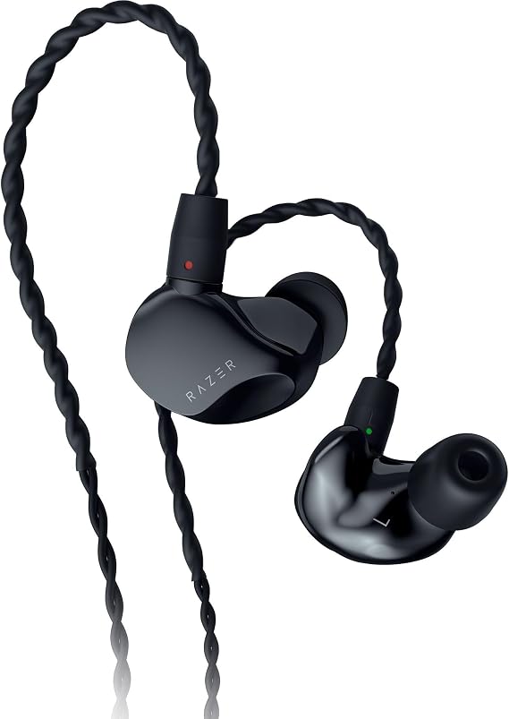 Razer Moray - Ergonomic in-ear headset for 24/7 Streaming (hybrid dual driver design, ergonomic flat design, best passive sound insulation) black