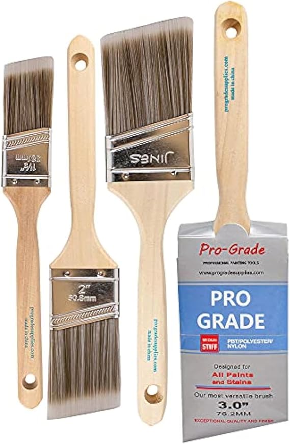 Pro Grade Angle Paint Brushes, Paint Brush Set for Trim & Walls, 4 Pc