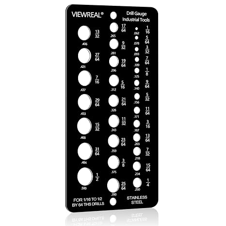 Drill Bit Size Gauge, Stainless Steel, 29-Holes Standard Metric Size for 1/16 Inch to 1/2 Inch Drill Bit Index, (1black)