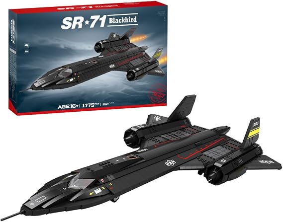 SR71 Blackbird Tactical Aircraft Model Building Blocks Set, Military Helicopter Model to Build and Display, Creative Interactive Building Toy