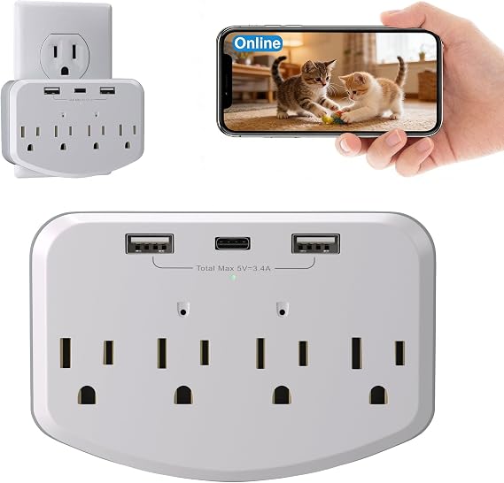 HD 1080P Camera WiFi, Wireless Wall Outlet Cam with Motion Detection, Free SD Card, Loop Recording,No Audio Indoor Nanny Cameras for Home Security/Office/Baby & Pet