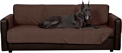 Furhaven Waterproof & Non-Slip XL SofaCouch Cover Protector for Dogs, Cats, Children - Quilted Paw Print Living Room Furniture Cover - Espresso, X-Large Sofa
