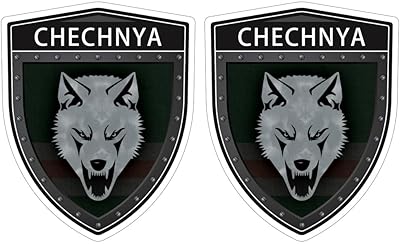 Chechnya Chechen Flag Shield Shape Decal car Bumper Window Sticker Set of 2, SH014