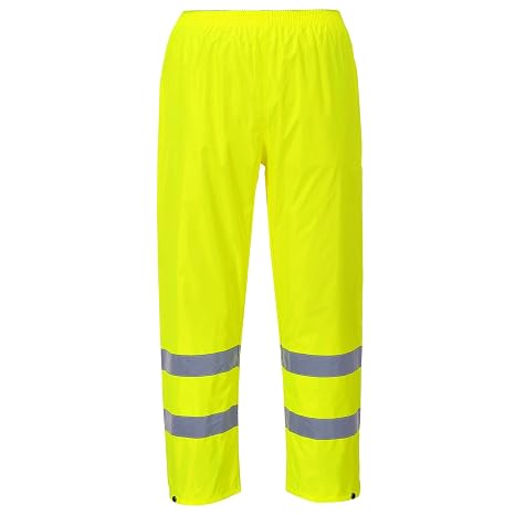 Portwest Hi-Vis Rain Trousers Viz Work Cargo Work Pants Reflective Waterproof Rain ANSI E, Yellow, X Large