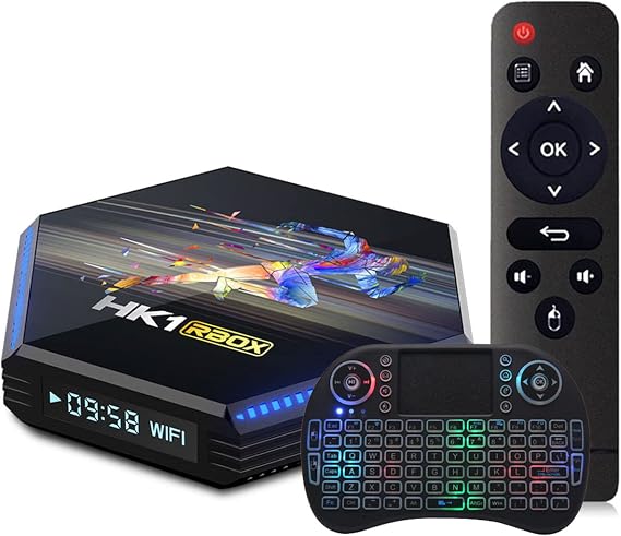 Android 11.0 TV Box, HK1 RBOX R2 8GB RAM 64GB ROM RK3566 Chipset Smart Set Top Box Builtin 2.4G/5G WIFI Bluetooth 4.2, Media Player Support 3D 8K UHD Videos, with Wireless Mini Keyboard,4GB+64GB [Energy Class A]