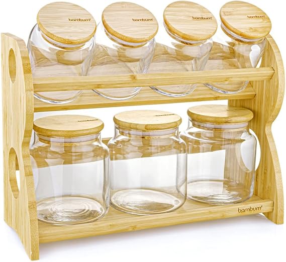 Bambum Bench Standlı 8 Parça Cam Baharat Takımı