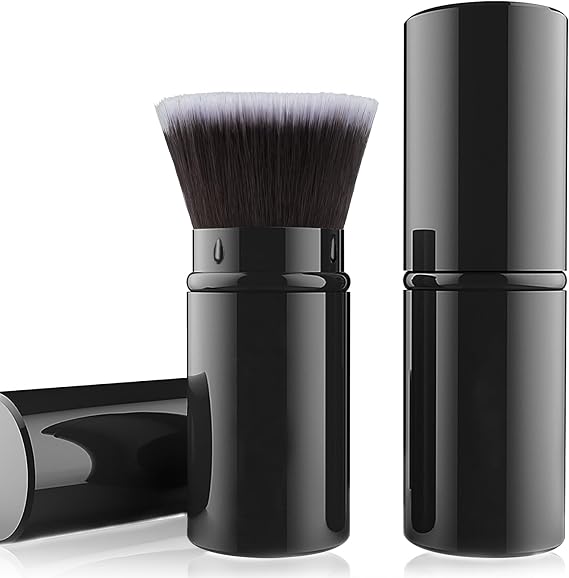 Retractable Kabuki Brush, Flat Top Foundation Makeup Brushes | Professional Powder Makeup Brushes for Foundation, Blush, Bronzer, Buffing, Cruelty Free with Cover