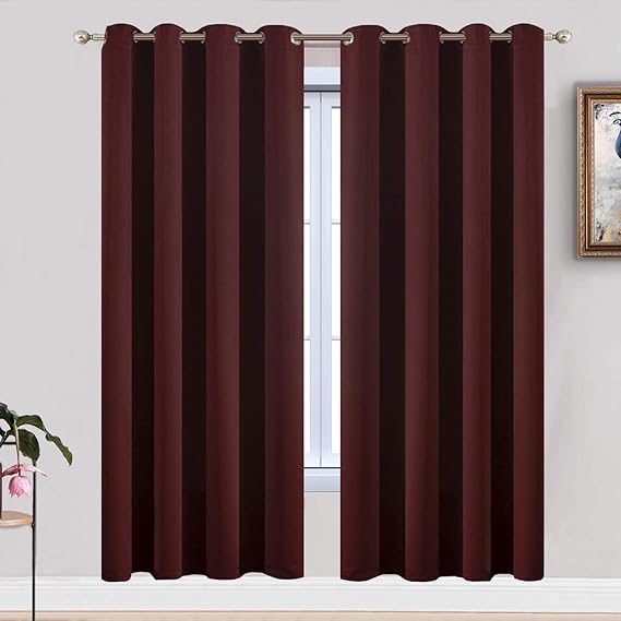 Yakamok Window Treatment Blackout Thermal Insulated Room Darkening Solid Grommet CurtainsDrapes for Bedroom Living Room Burgundy Red,52x72-inch, 2 Panels