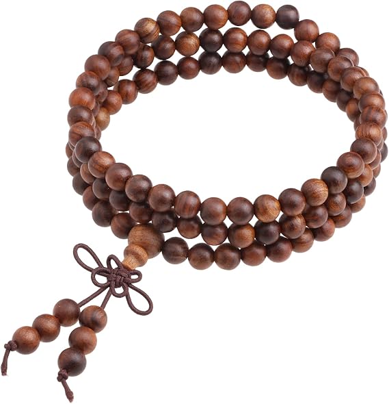 Tibetan Buddhist 108 Natural Wood Beads Mala Rosary Beads Meditation