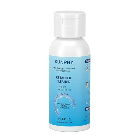 Ultrasonic Retainer Cleaner Solution for Ultrasonic Denture Cleaner-Professional Cleaning of Retainers, Invisible Aligners, Mouth Guards, Night Guards, Remove Odors, Discoloration & Stains 1.8oz