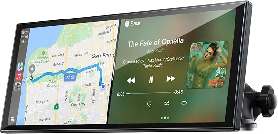 LAMTTO 9.26" Wireless CarPlay Screen for Car, Android Auto, Backup Camera