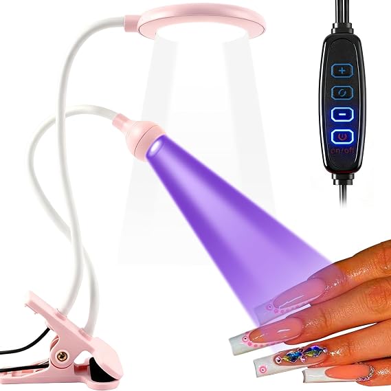 TADOPRO Double-Headed Nail Lamp UV Flash Cure Light Professional Led Nail Tech Lamp for Gel Nails Drying Light for Curable Press On Nails (Pink)