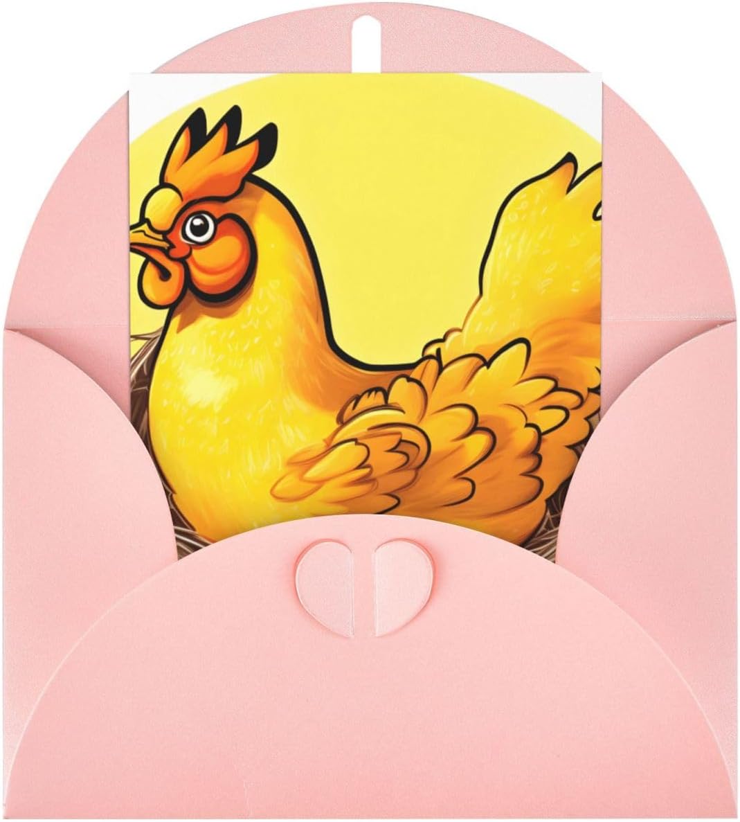 BirdS Nest Golden Chicken Greeting Card, 4x6 Inch With Envelope, Suitable For Birthdays, Weddings, And Business Events