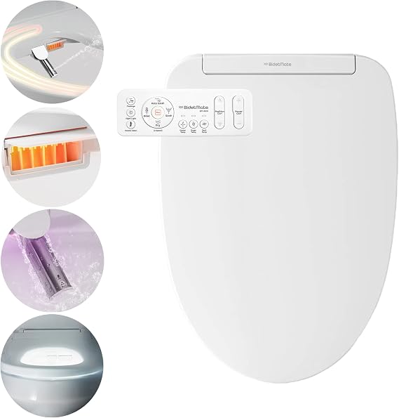 BidetMate 3000 Series Electric Bidet Toilet Seat, Heated Water and Seat | Unlimited warm-water wash, air dryer, and self-cleaning stainless nozzle. Wireless remote. Fits elongated toilets.