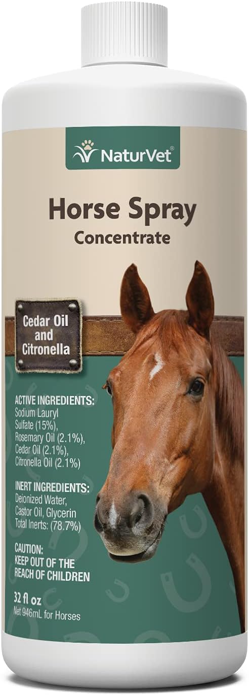 NaturVet Natural Horse Coat Spray - 32 Oz | Legs, Shoulders & Neck, Includes Citronella, Rosemary, Cedar Oils, Herbal Fragrance for Horses
